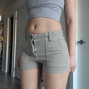 American Eagle Olive Green Micro Low-Rise Bodycon Shorts